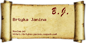 Brtyka Janina névjegykártya